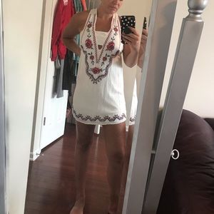 White Embroidered Summer Dress - Size Medium